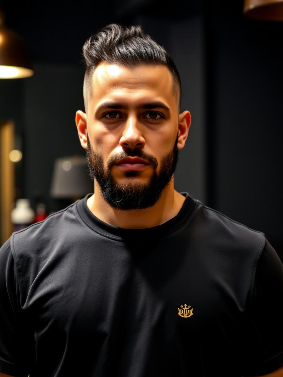 Cliente com a camiseta preta da Égua da Barba